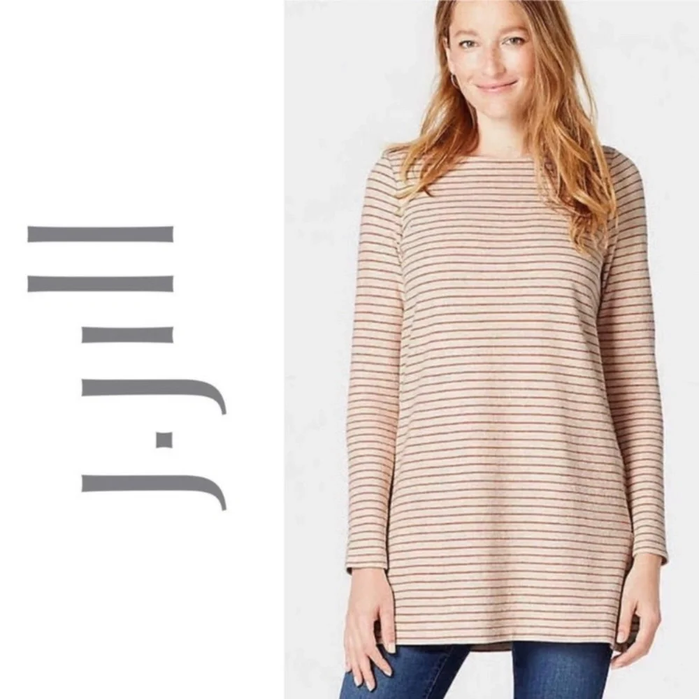 J. Jill Crew Neck Striped Cotton Long Sleeve Top S - Picture 1 of 4